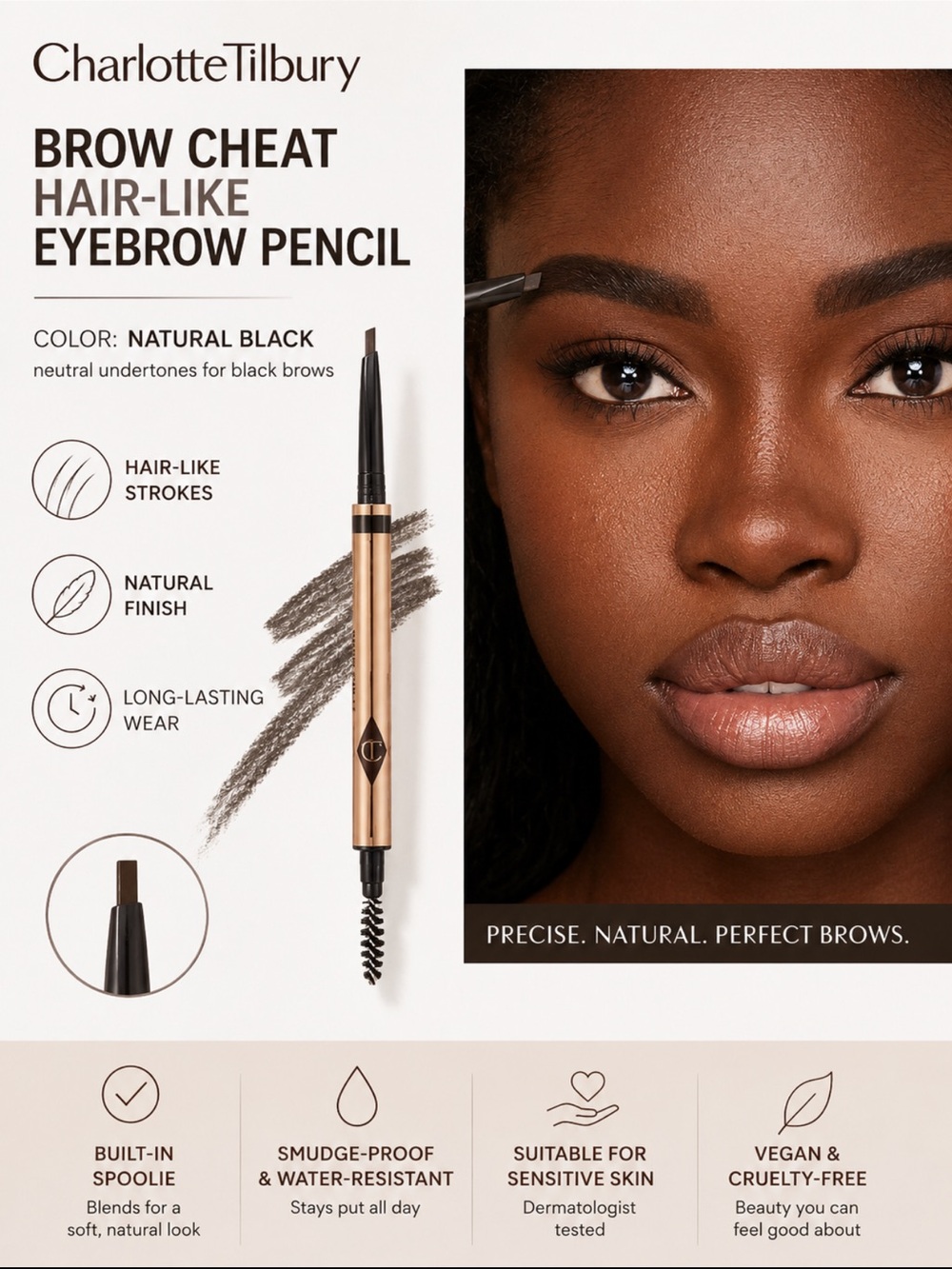 Charlotte Tilbury Natural Black Brow Cheat Hair-Like Eyebrow Pencil